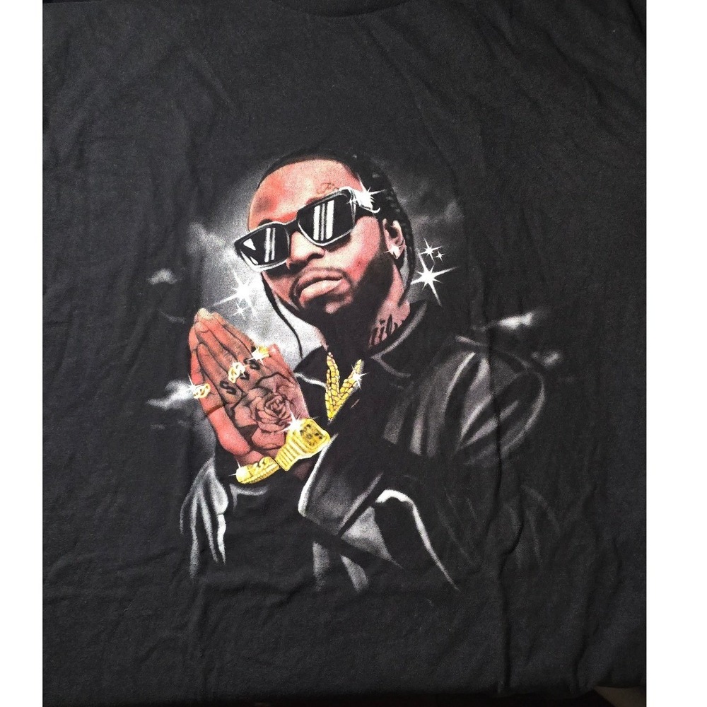 NEW POP SMOKE cotton graphic tee t shirt M black white gold gray 100% cotton